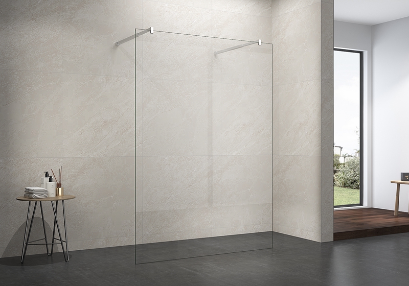 EX-105 Divisórias de duche 6/8/10mm com 2 barras de suporte em aço inox polido